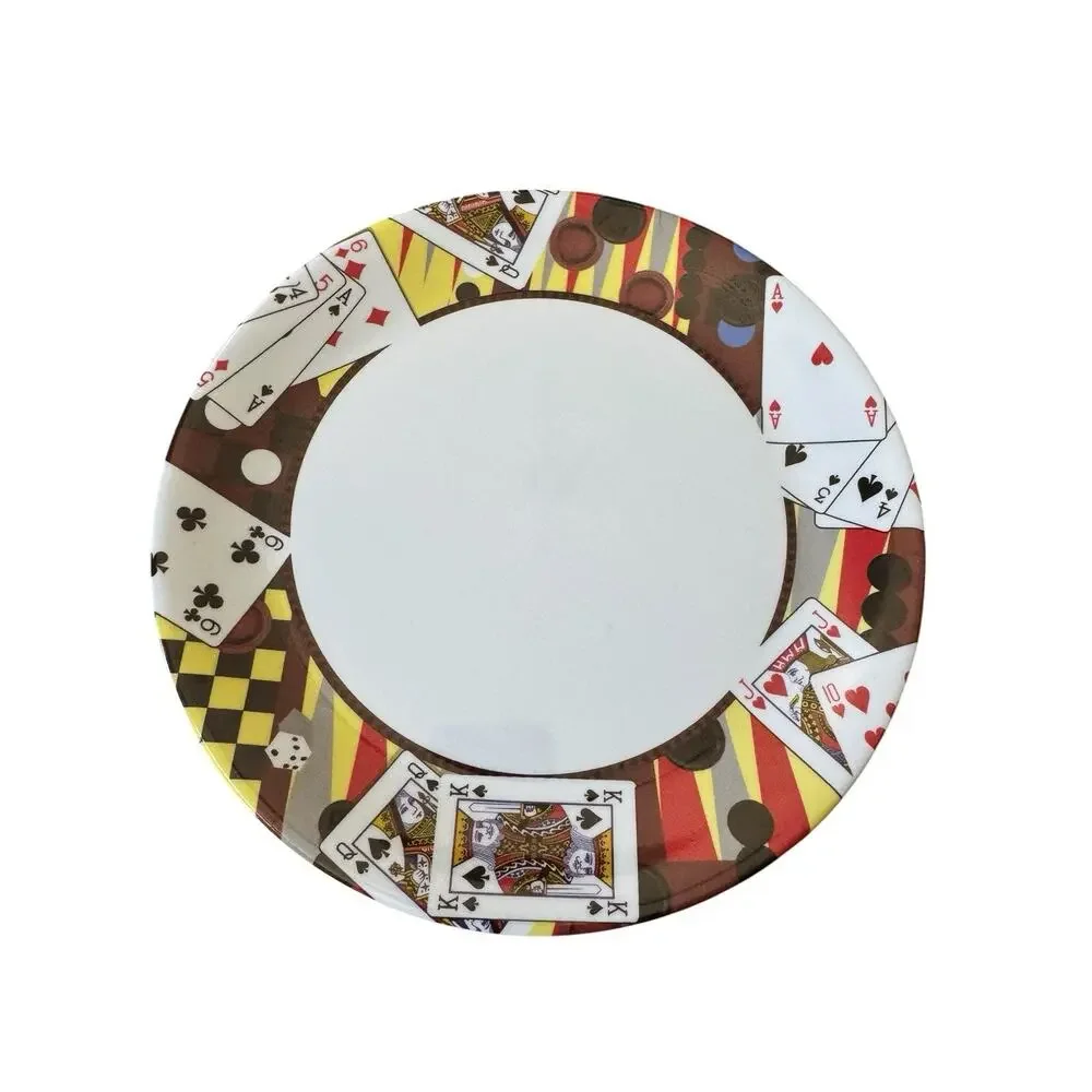 Gibson Casino Poker Chips Playing Cards Salad Plates Set of 4 Vegas Party Decor‎